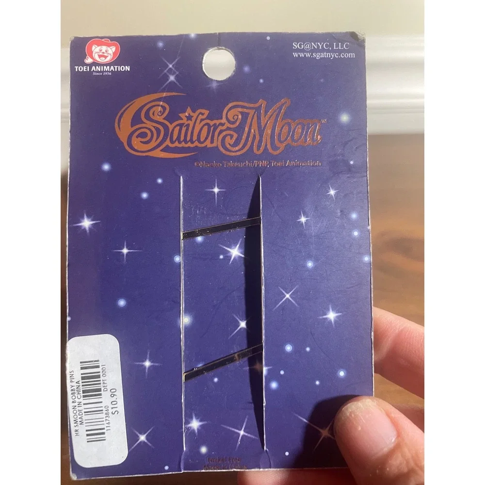 Sailor Moon Bobby Pins Set Gold Tone Crescent Moon Star Rhinestone Hair Clips